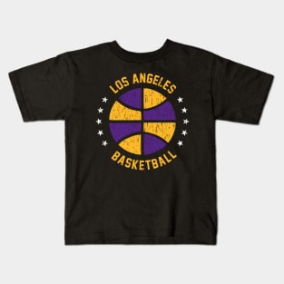 Retro Distressed Los Angeles Basketball Kids T-Shirt